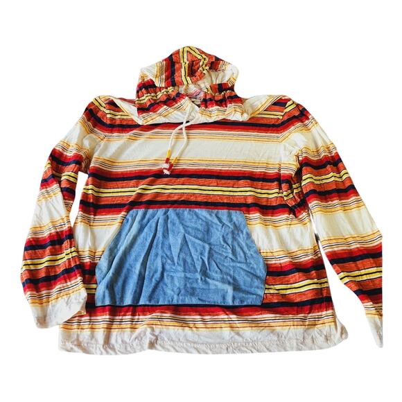 Sun + Stone Baja Stripe Pullover Lightweight Hoodie Long Sleeve Surf Shirt XL - Picture 1 of 8